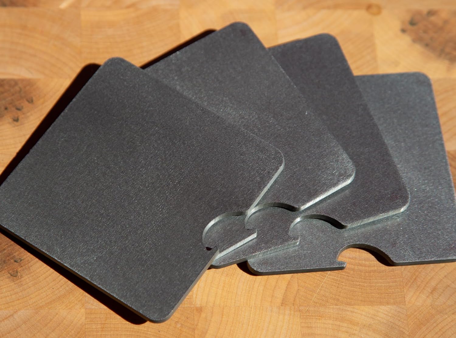 Steel Coasters (Set of 4) Made in The USA. Non Slip Rubber Feet. Indoor or Outdoor use. Great Gifts for Any Occasion. Fits with Any Decor. (Steel Bottle Opener)
